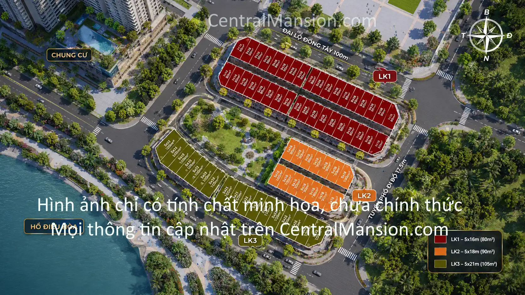 Mặt bằng Central Mansion: gồm liền kề, shophouse và chung cư