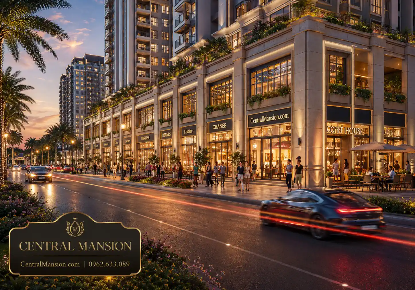 Phối cảnh Shophouse chân đế chung cư Central Mansion - Taseco Trung Văn Tố Hữu