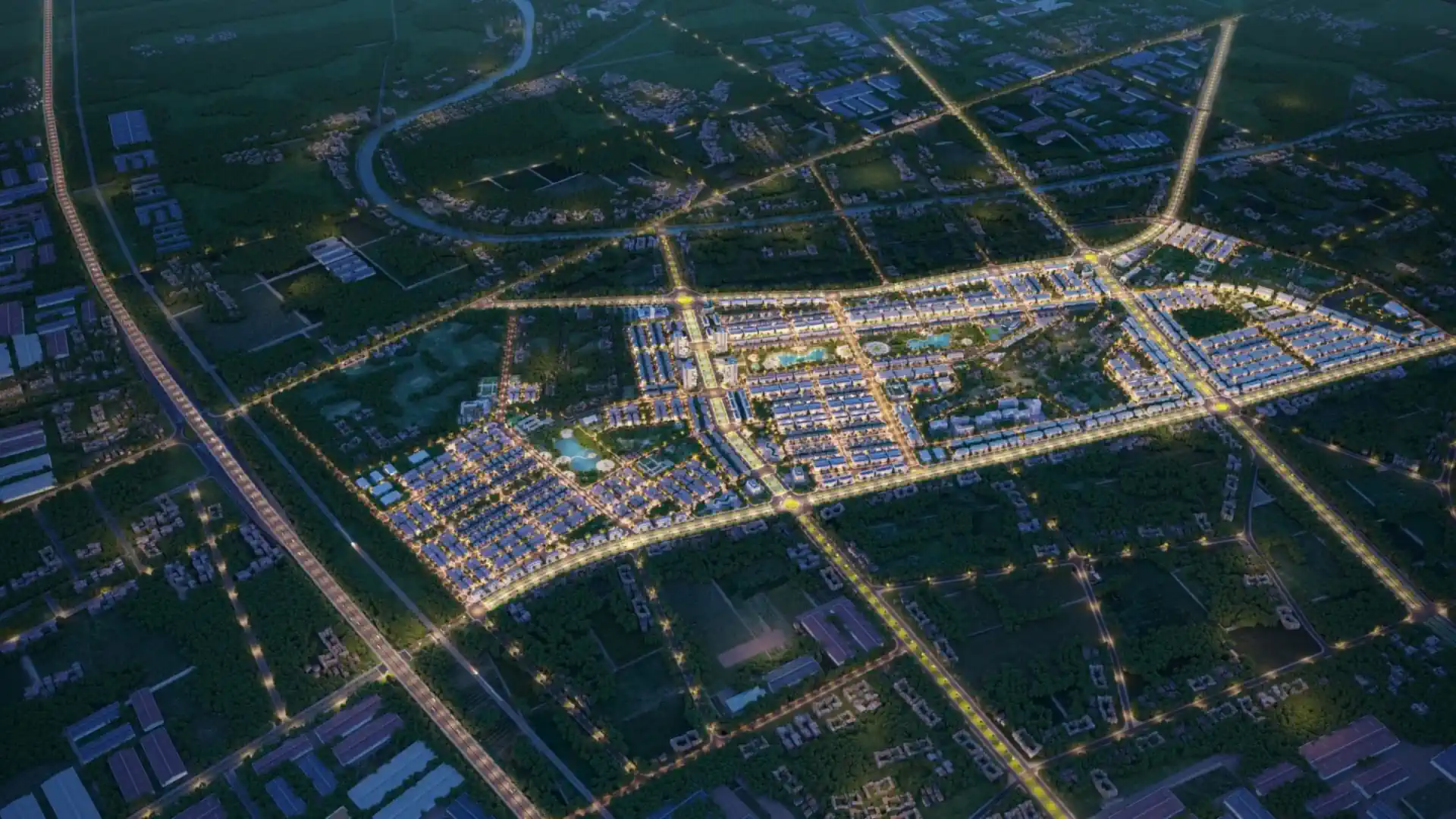 Phối cảnh đêm Đồng Văn Central Park – khu đô thị